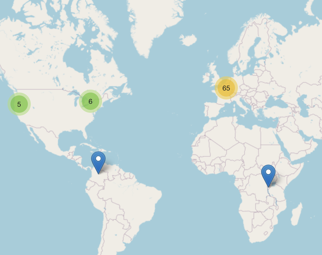Kaart van NVC-evenementen