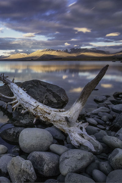 Nya Zeeland sjö Taupo solnedgång södra ön