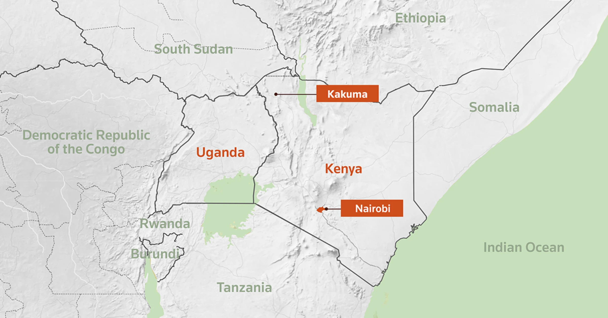 Map showing the location of Kakuma Refugee Camp