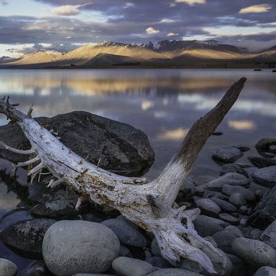 Nya Zeeland sjö Taupo solnedgång södra ön